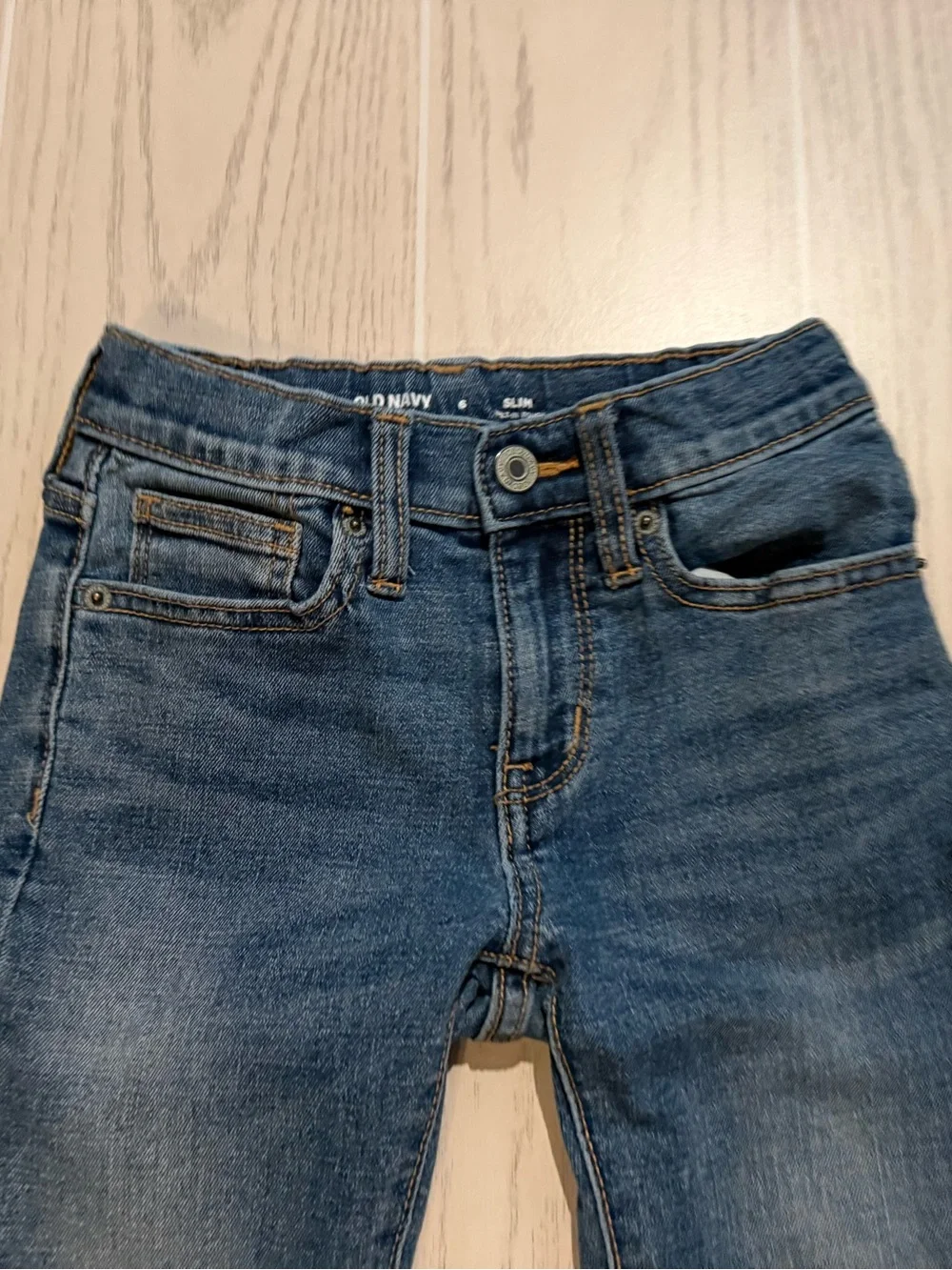 Old Navy Jeans Boys 6 Slim Blue Denim‎ Straight 360 Stretch Adjustable Waist